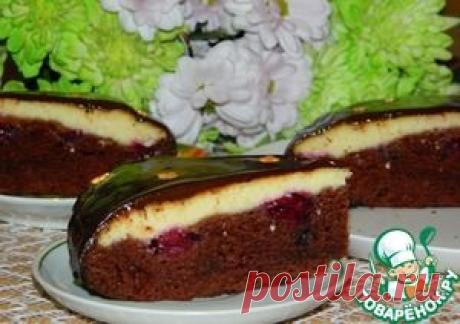 Творожно-шоколадный пирог с вишней - кулинарный рецепт