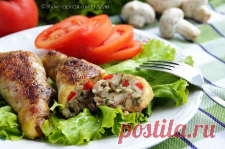 Куриные голени, фаршированные шампиньонами.