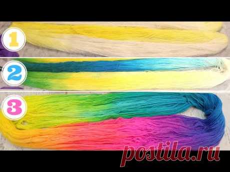 Dyepot Weekly #263 - Dip Dyeing Yarn into 3 Primary Colors to Create a Rainbow Colorway (CMY)