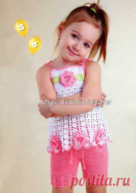 Вязаные шортики и топ для девочки