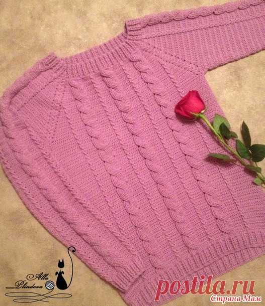 Вяжем вместе. Свитер с косами (крючком) - Вяжем вместе он-лайн - Страна Мам