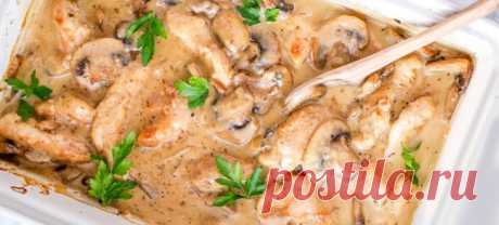 Нежная и приятная на вкус курица с грибным соусом за 15 минут!.