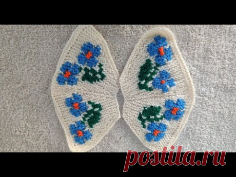 Голубые цветочки для верха тапочек