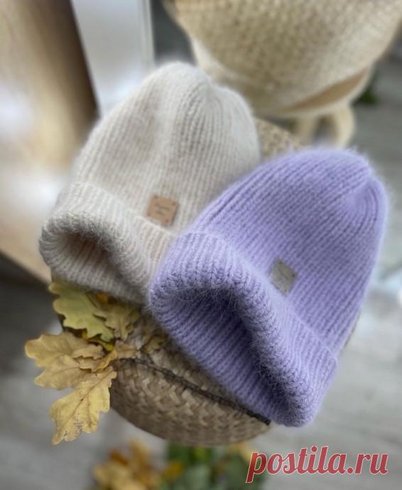 Шапочка из пуха норки, вяжем спицами