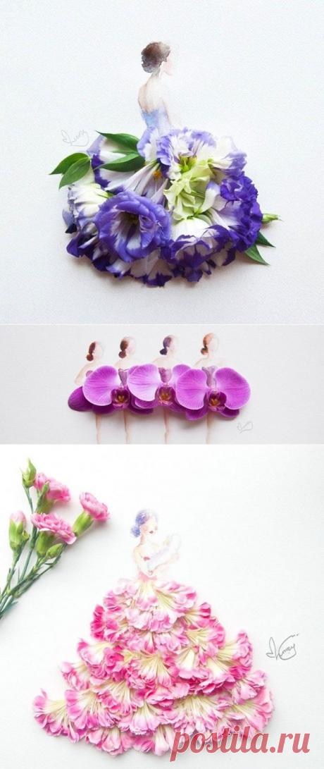 Рисунки из акварели и цветов