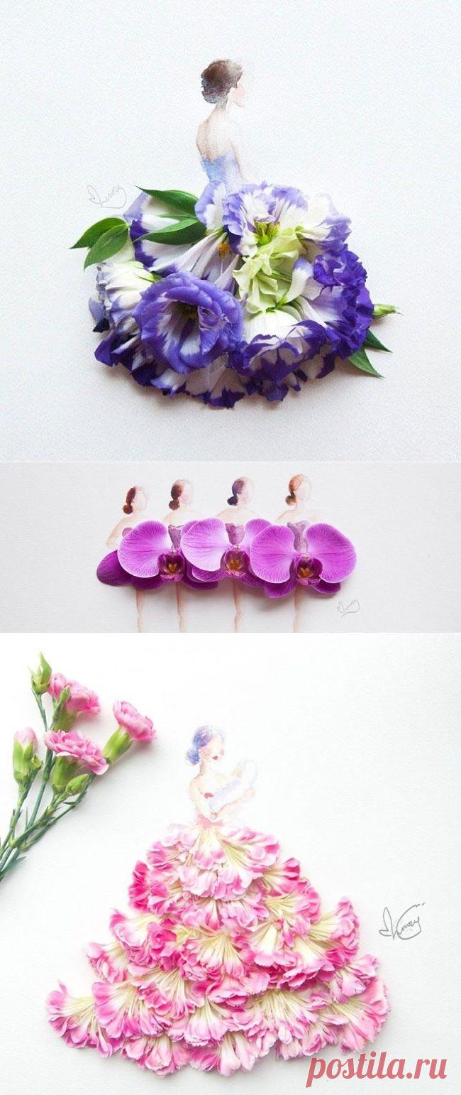 Рисунки из акварели и цветов