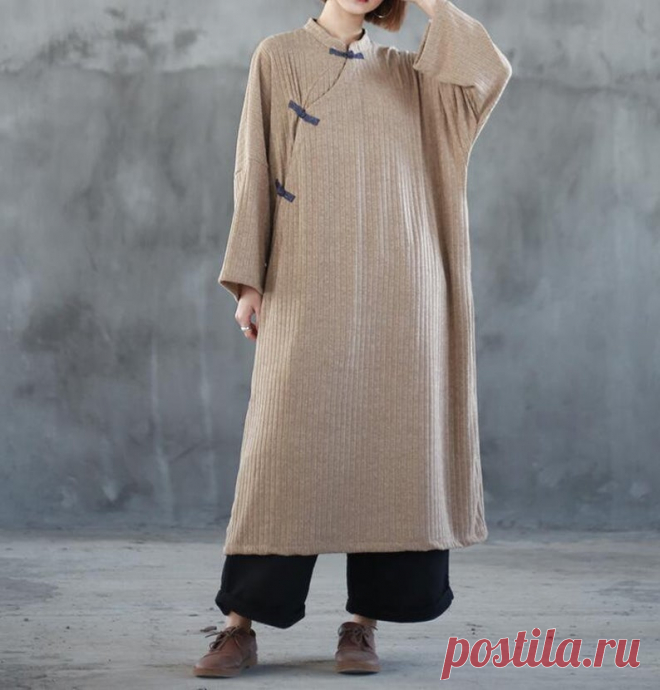 Womens sweater dresses Loose Knitted dress cotton long | Etsy