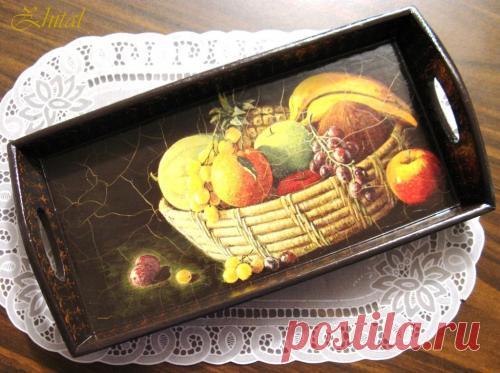 Декупаж - Сайт любителей декупажа - DCPG.RU | Поднос "Натюрморт" (Шеллак и гуммиарабик)