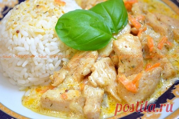 Куриное филе в сметанно-горчичном соусе.