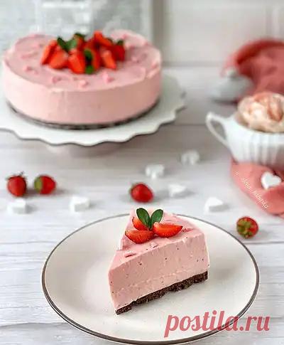 Рецепт клубничного чизкейка без выпечки