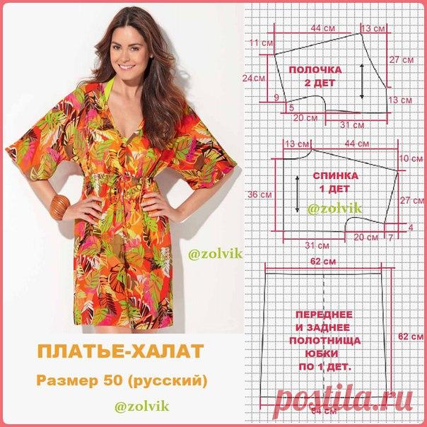 ПЛАТЬЕ-ХАЛАТ
Платье с цельнокроеными рукавами длиной ниже локтя.
Материалы:
батик, шармез, линон, креп-жоржет, шитье, газ, жаккард, 
мягкие легкие виды льна, различные виды шелка.
При работе с материалами с рисунком, требующим подгонки, расход мате-
риала увеличивается