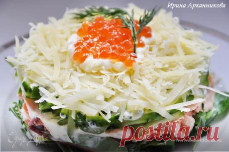 Салатный микс с семгой и икрой. Ингредиенты: икра красная, семга свежая, укроп | Официальный сайт кулинарных рецептов Юлии Высоцкой