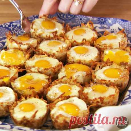 Food Network - Bake eggs in crispy potato cups for an easy...
