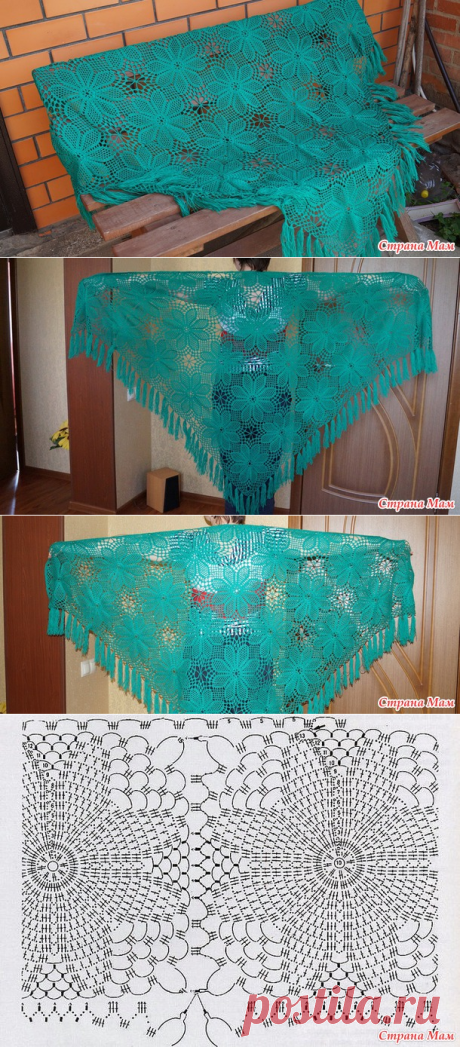 Шаль &quot;Цветочная&quot; - Вязание - Страна Мам