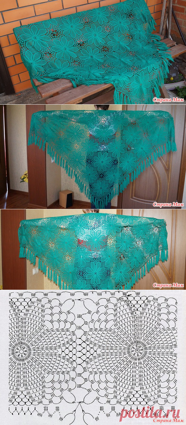 Шаль "Цветочная" - Вязание - Страна Мам