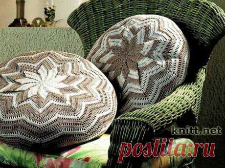 Вязаные подушки с узором &quot;Колеса ветряной мельницы&quot;