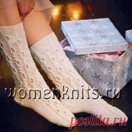 Носки с ажурным узором спицами