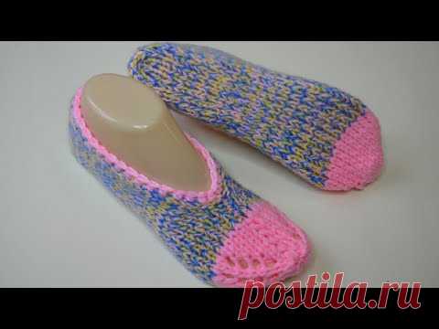 Следки на скорую руку из остатков пряжи двумя спицами