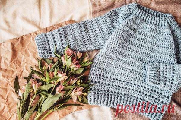 Как легко и быстро связать крючком свитер регланом сверху