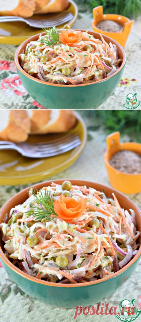 Салат из молодой капусты с курицей - кулинарный рецепт