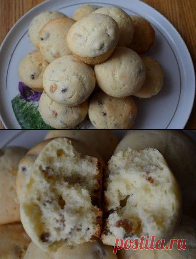 Маффины на сгущенном молоке с изюмом (на растительном масле)