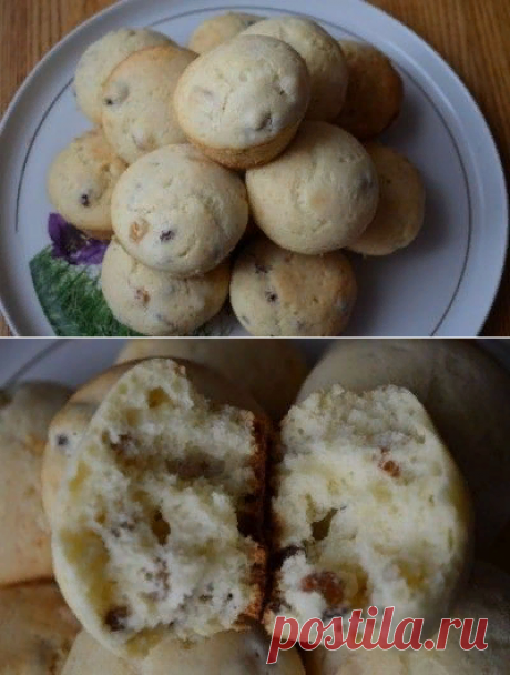 Маффины на сгущенном молоке с изюмом (на растительном масле)