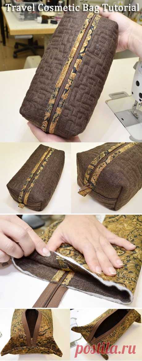 Дорожная косметичка. ~ I suggest you make a simple, but very convenient travel cosmetic bag. DIY Tutorial Дорожная косметичка. https://www.handmadiya.com/2015/09/travel-cosmetic-bag-tutorial.html