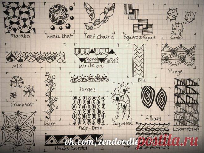 Дудлинг-идеи для открыток и 26 новых оригинальных узоров Зентангл - ZenArt, Zentangle, Doodling — уникальные направления в современном искусстве