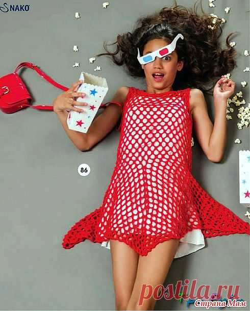 Платье связанное узором сетка и клиновидным подолом.: Дневник группы "Все в ажуре... (вязание крючком)" - Страна Мам