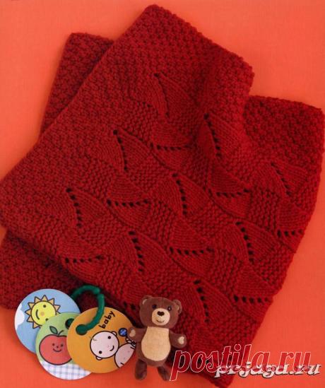 Схема вязания детского пледа спицами геометрическим узором