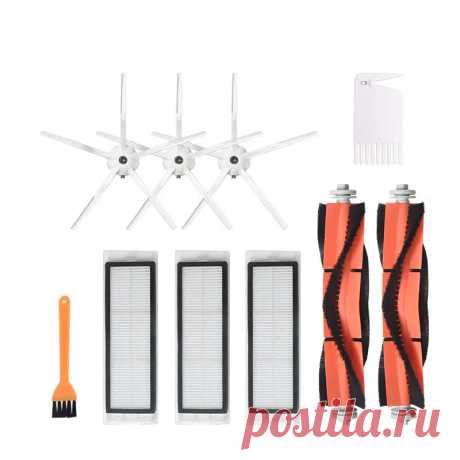 10pcs replacements for xiaomi roborock s6 s5 e35 e2 vacuum cleaner parts accessories 3*5-arm side brushes 3*filters 2*roll brushes 1*yellow brush 1*white comb non-original Sale - Banggood.com