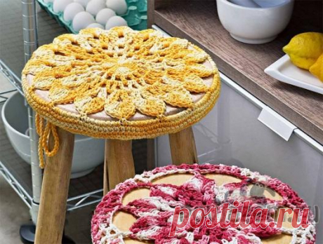Цветочные сидушки крючком