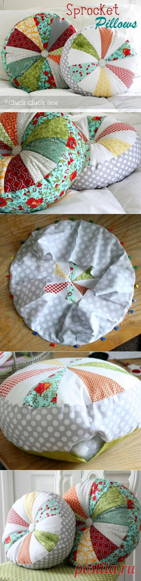 Как сшить круглую подушку. How to sew a pillow round. Patchwork. ~ HandMadiya.com