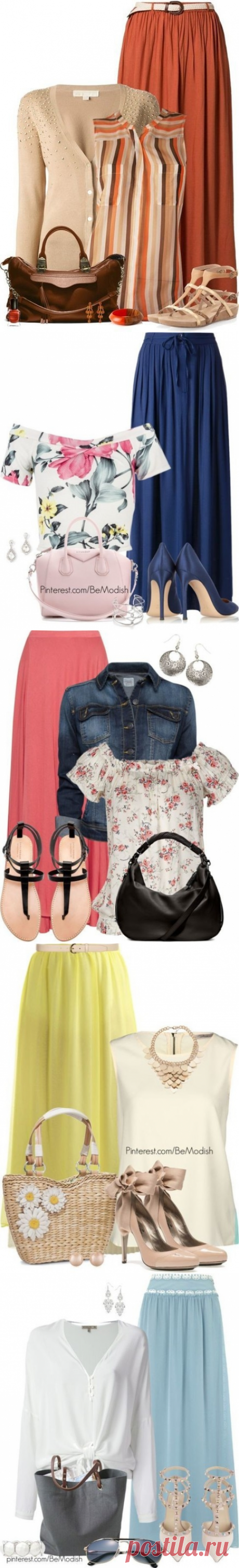 Элегантные образы с юбкой-макси.