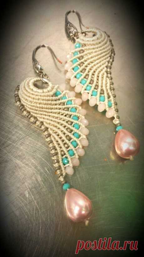 (11) Macramè earrings | Макраме | Сережки, Крылья и Серьги В Форме Крыльев