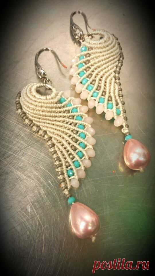 (11) Macramè earrings | Макраме | Сережки, Крылья и Серьги В Форме Крыльев
