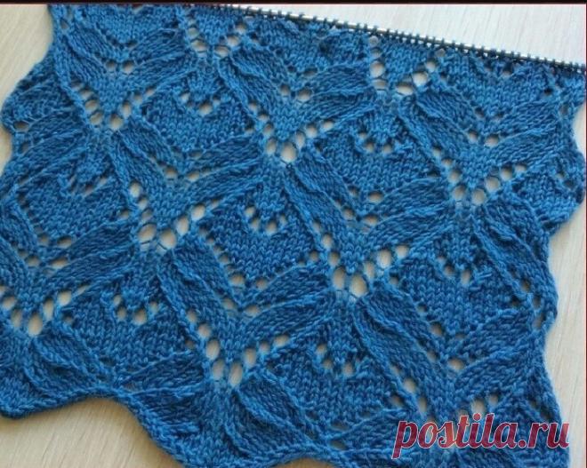 Этот ажурный узор подойдёт для тонких ниток (Вязание спицами)