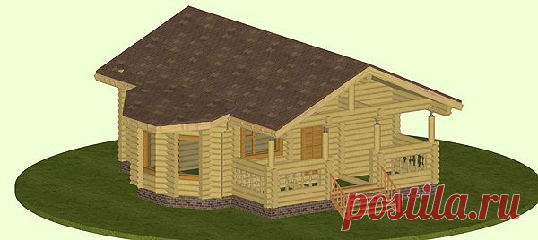 Одноэтажный дом с террасой Киров | ООО Рубикон. Оцилиндрованное бревно Кировская область