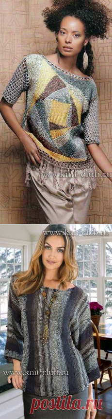 Пуловер в стиле пэчворк. Вязание спицами