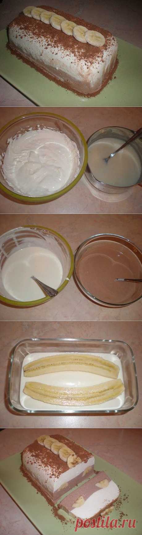 Очень вкусный, творожный десерт с бананом.
