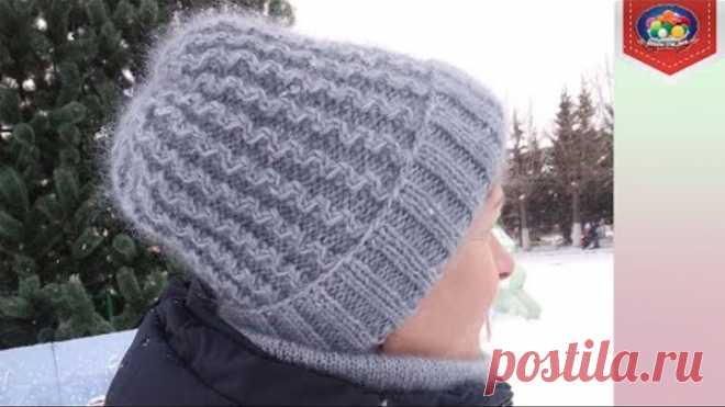 Шапка из мохера спицами