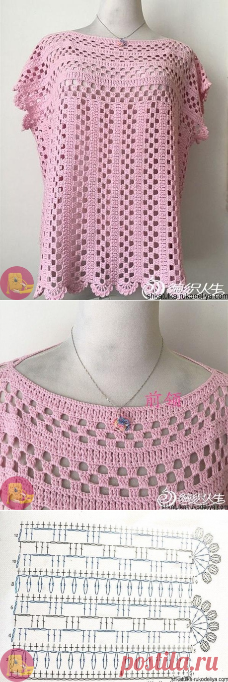 Топ в полоску с ажурным узором — Сделай сам, идеи для творчества - DIY Ideas
