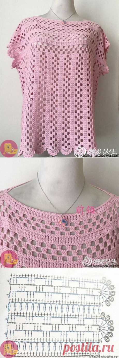 Топ в полоску с ажурным узором — Сделай сам, идеи для творчества - DIY Ideas