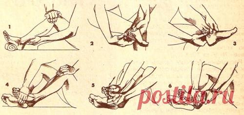 Самомассаж для активации кровотока в ногах.