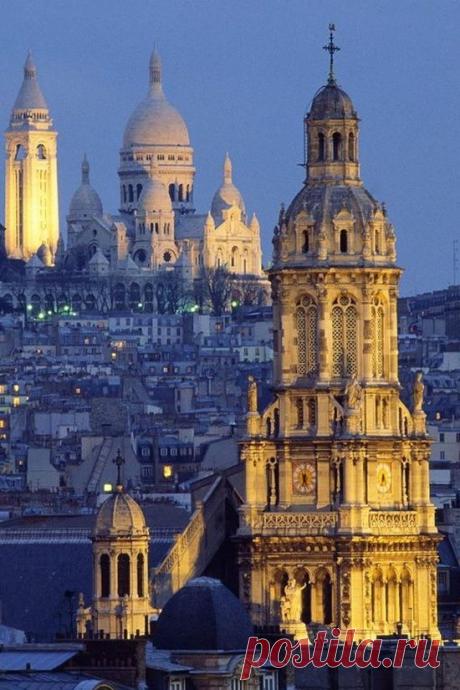 Sacre Cuore at dusk, Paris, Francе