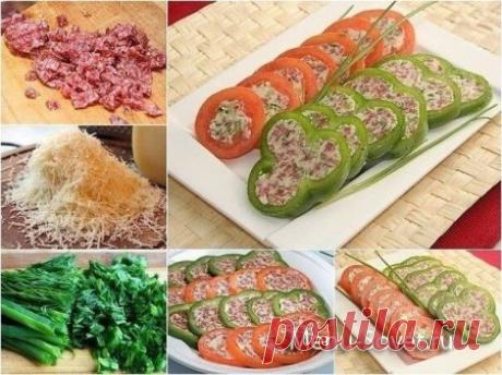 Рецепт праздничной закуски из перцев и томатов