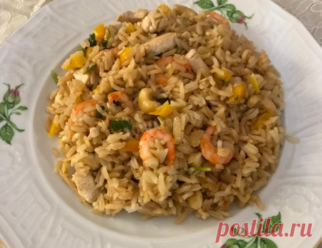 Рис по-тайски с курицей креветками и кешью рецепт с фото пошагово - 1000.menu