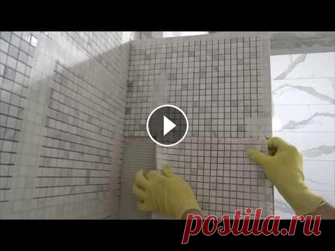 Рабочие хитрости при укладке мозаики. В этом видео было использовано 60 кг эпоксидной затирки использованной за один день, а так же запил мозаики под 45 градусов, и много интересных вещей....