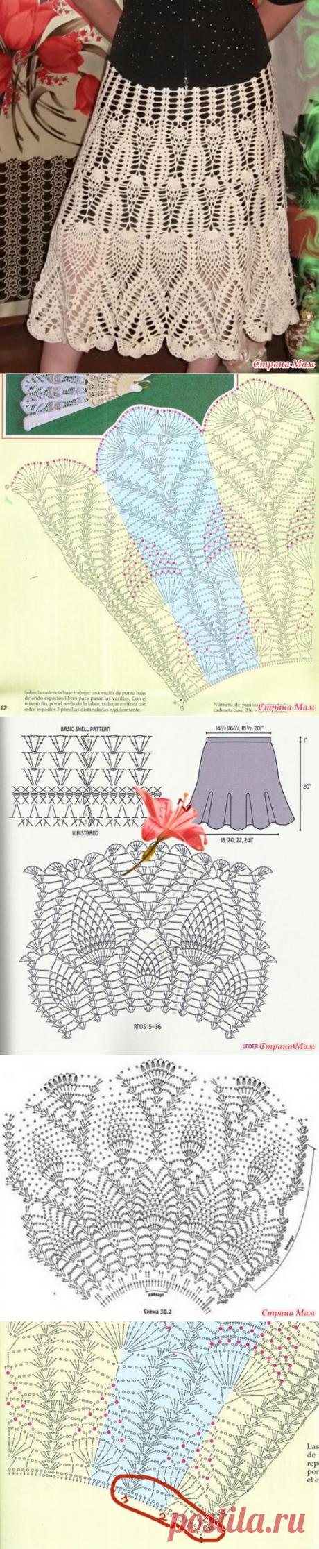 Бесподобно красивая юбка крючком по схеме веера