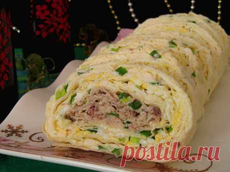 Постигая искусство кулинарии... : Рулет из лаваша "Мимоза"